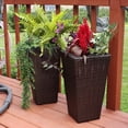 thumbnail image 2 of Sunnydaze Modern Decorative Standing Square Polyrattan Planter Containers - 20" Tall - Brown - 2-Pack, 2 of 10