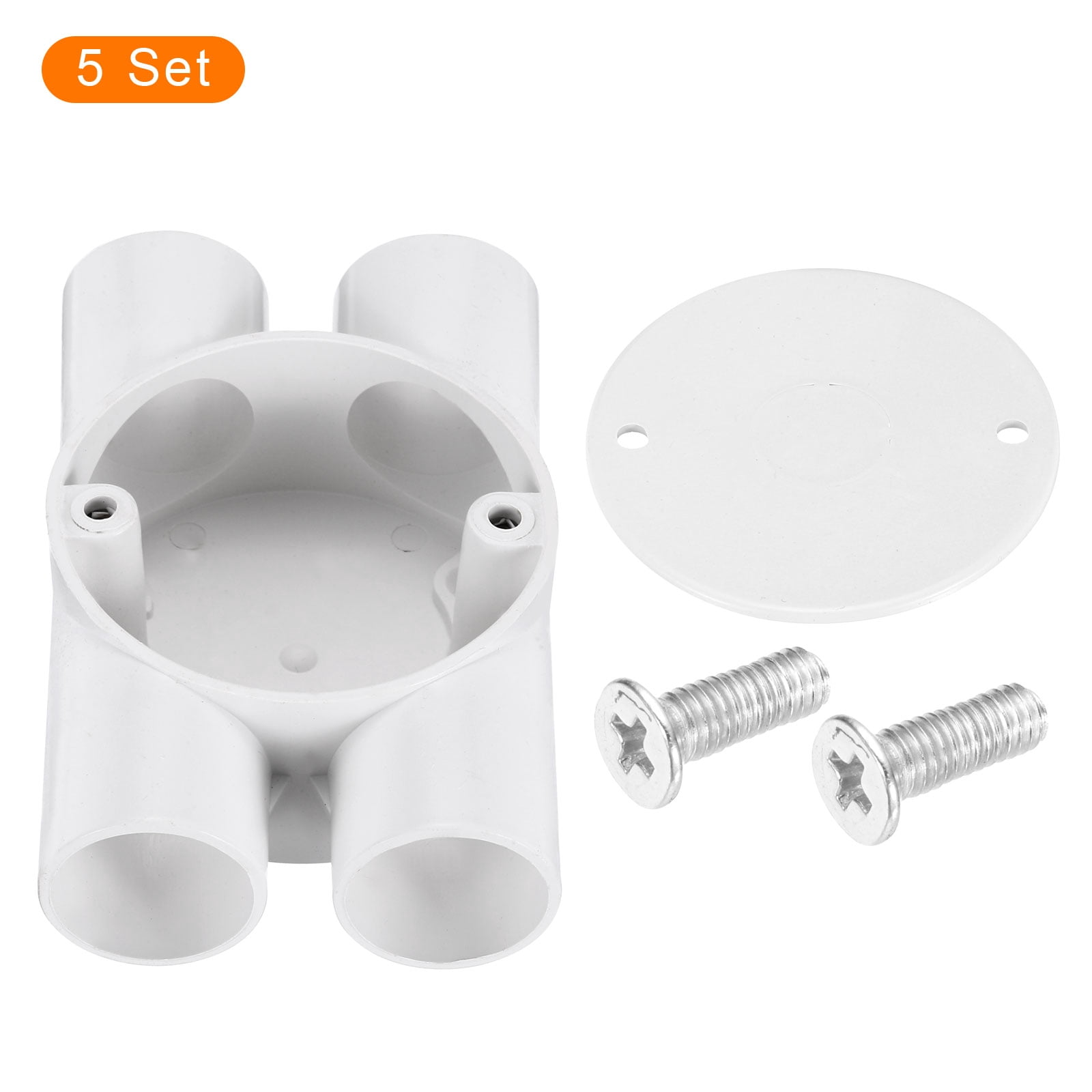 Uxcell 5Pcs Conduit Box Junction Box Outdoor Cable Connectors, 4 Way Round Wire Box Connectors Circuit 25mm with Cover