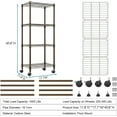 thumbnail image 3 of MZG 4 Tier Wire Shelving Unit with Wheels, 11.8" D x 17.7" W x 40.8" H, Rolling Storage Shelves, Adjustable Metal Shelves 1000 lbs, Kitchen Rack,Brown, 3 of 9