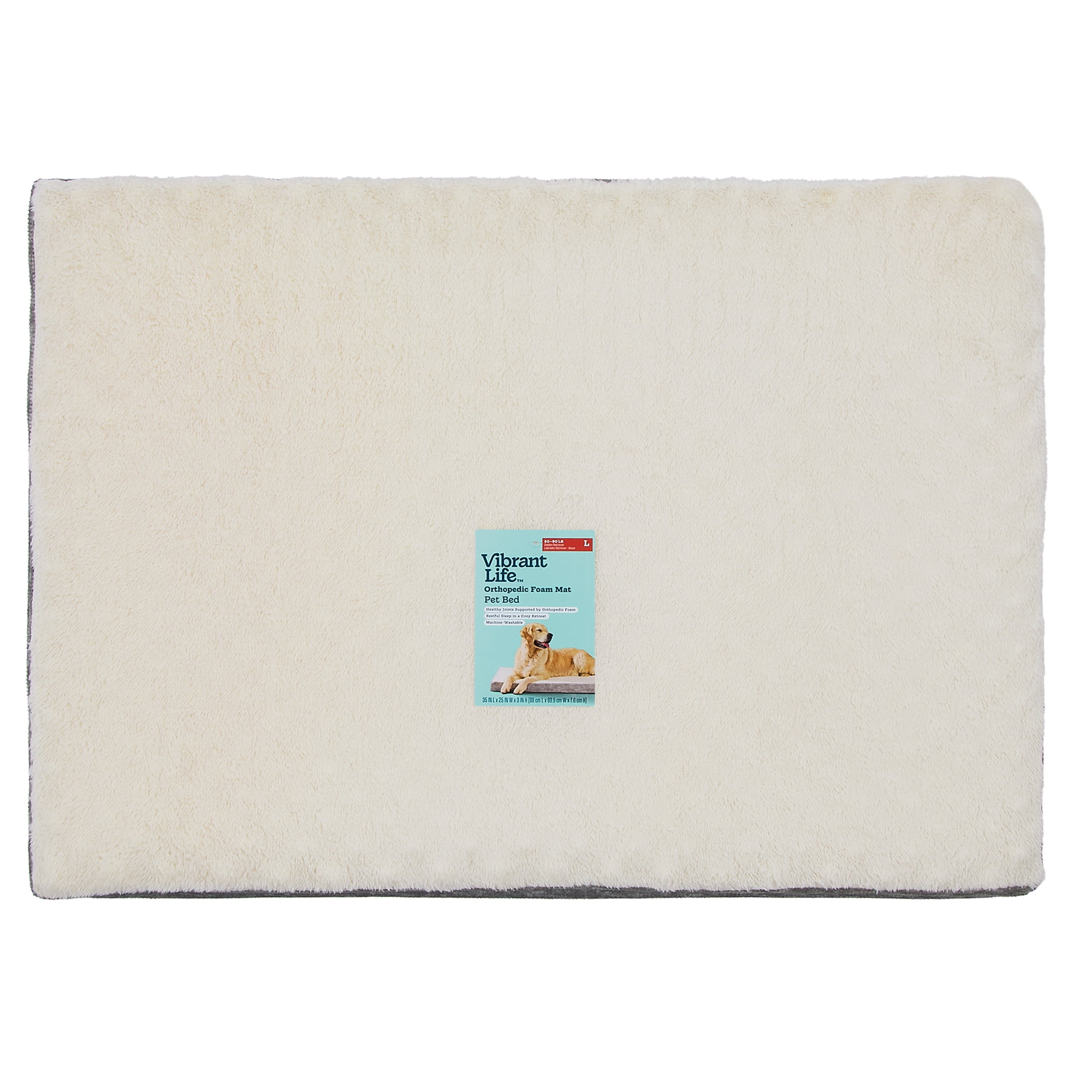 Vibrant Life Large Orthopedic Foam Mat Pet Bed, Gray and White, 35" x 25"