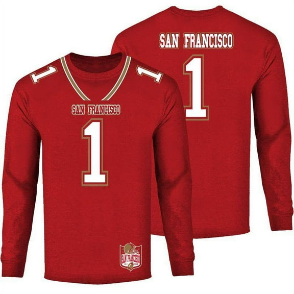 Men's Football Team Jersey Long Sleeve Shirt San Francisco - Red 2XL