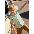 thumbnail image 3 of Aideaone Boys Button Down Shirts Short Sleeve Solid Striple Seersucker Shirt with Chest Pocket 5-14 Years, 3 of 6
