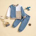 thumbnail image 2 of CAUYDY 3 6 9 12 Months Baby Boy Clothes Fall Winter 2T 3T 4T 5T Toddler Crewneck Sweatshirt Casual Joggers Pants 2Pcs Outfit Set Khaki for Sizes 2-3 Years, 2 of 6