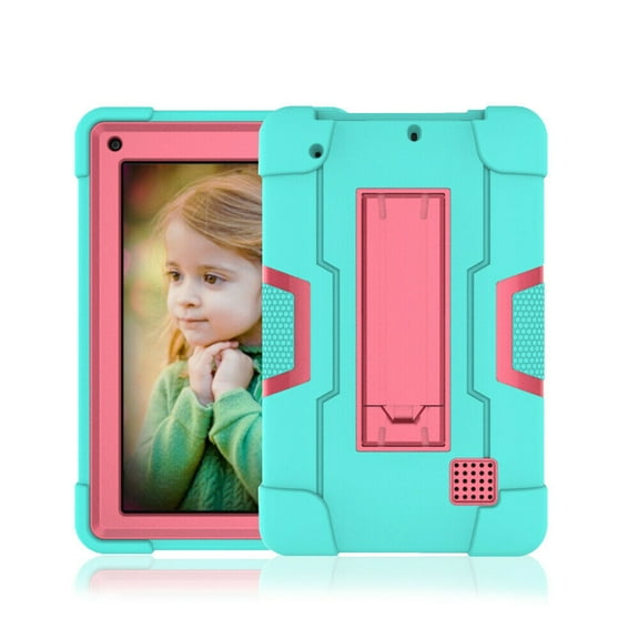 GoldCherry For RCA Voyager 7" Case , RCA Voyager Pro  7" Case,Mignova Heavy-Duty Drop-Proof and Shock-Resistant Rugged Hybrid Case(with Built-in Stand) , For RCA Voyager 7 inch Tablet(Green/Pink )
