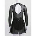 thumbnail image 3 of Kaerm Girls Long Sleeves Rhinestones Figure Ice Skating Roller Skating Kids Shiny Sheer Mesh Ballet Black 6, 3 of 6
