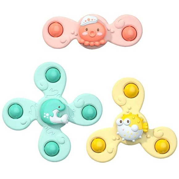 3pcs Spinning Top Toy Suction Cup Toy Cartoon Bathing Toy Spinner Rotating Gameplay Sucker Bath Toys For Toddler