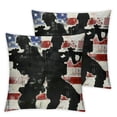 thumbnail image 2 of COMIO American Flag Cushion Cover Vintage Army Soldier Silhouette Throw Pillow Cover,Military Force Decorative Pillow Cover for Youth Young Men,Grunge US Stars Stripes Cushion Case 2pcs White, 2 of 6