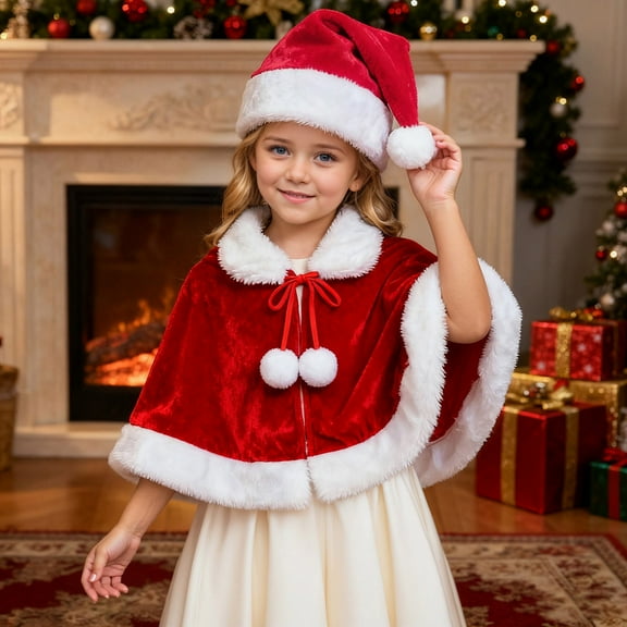 Christmas Hats Santa Cloak and Red Velvet Kids Santa Hats Hats for Kids