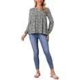 thumbnail image 2 of INSPIRE CHIC Women's Floral Blouses V Neck Long Sleeve Babydoll Flowy Spring Summer Top S Black, 2 of 6