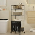 thumbnail image 5 of 3-Tier Laundry Room Shelves with Storage Drawer with Wheels, Adjustable-Shelf Storage Rack, Metal Industrial Unit Rack, Floor Standing Laundry Organizer for Narrow Space with Wheels(Black), 5 of 15