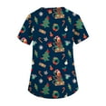 thumbnail image 4 of Garbnen Scrubs for Women Christmas Womens Scrub Tops Print Short Sleeve V Neck Xmas Print Nurses Working Uniforms with Pockets, 4 of 6