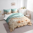 thumbnail image 2 of jejeloiu Natural Coastal Shore 7-Piece Twin Bedding For Girls,Starfish Seashell Bedding Comforter Set,Turquoise Sand,Reversible, 2 of 7