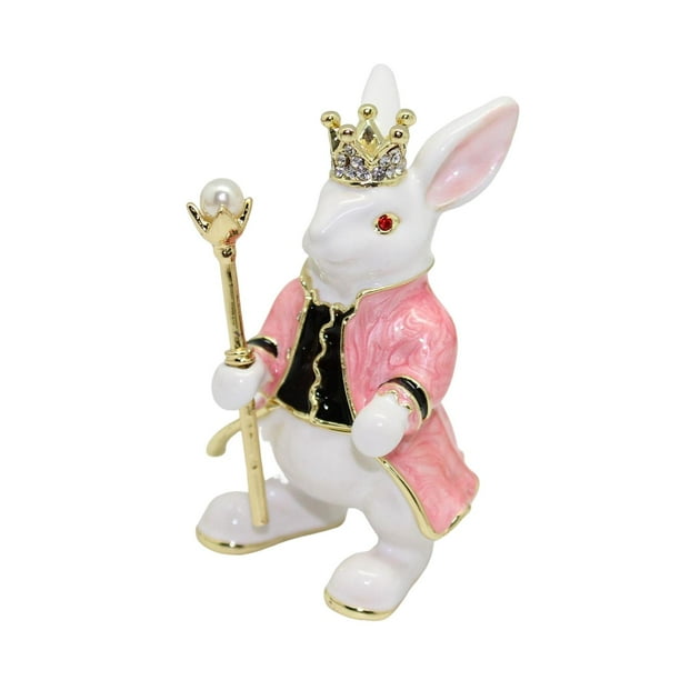 Estatua de conejo, joyero, contenedor, recuerdo, caja con forma de conejo, adornos de escritorio Rosa