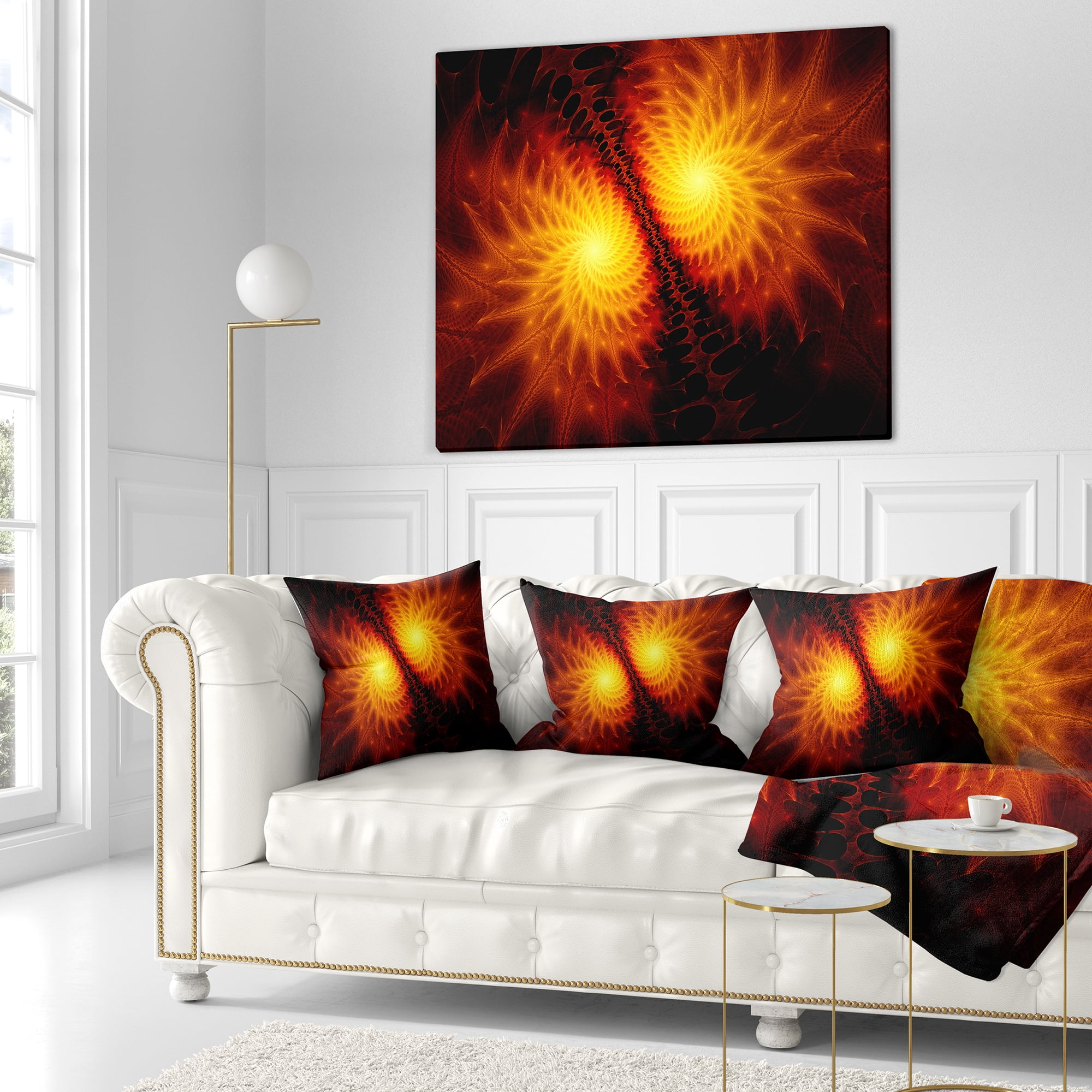 Designart Fiery Wings of Dragon - Abstract Throw Pillow - 18x18