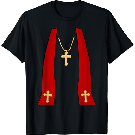 Pope Costume Shirt - Halloween Costume Minister Priest T-ShirtMen and women, Black T-shirt, size: Extra large
