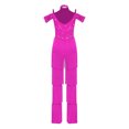 thumbnail image 4 of inlzdz Women's Rumba Latin Dance Rhinestones Sleeveless Tassel Jumpsuit Rompers Hot Pink M, 4 of 6