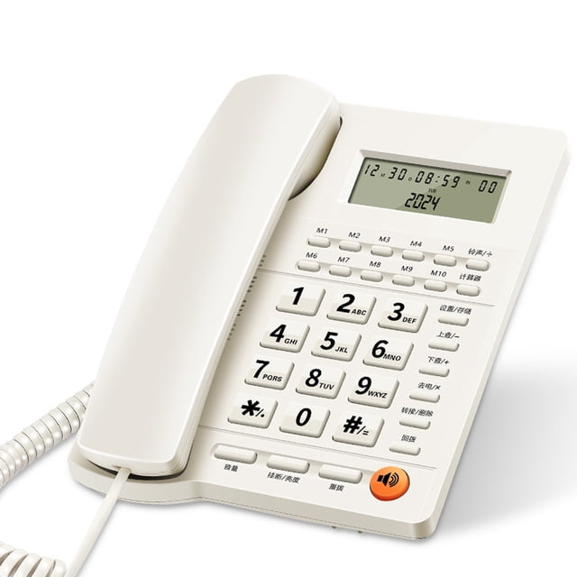 Methold Teléfono con cable de escritorio con pantalla para teléfono fijo de hogar/hotel/oficina con contestador automático Teléfono y Comunicación B