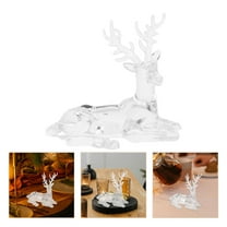 OUNONA 2Pcs Acrylic Reindeer Figurines Transparent Christmas Deer Statue for Elegant Mantel Decor