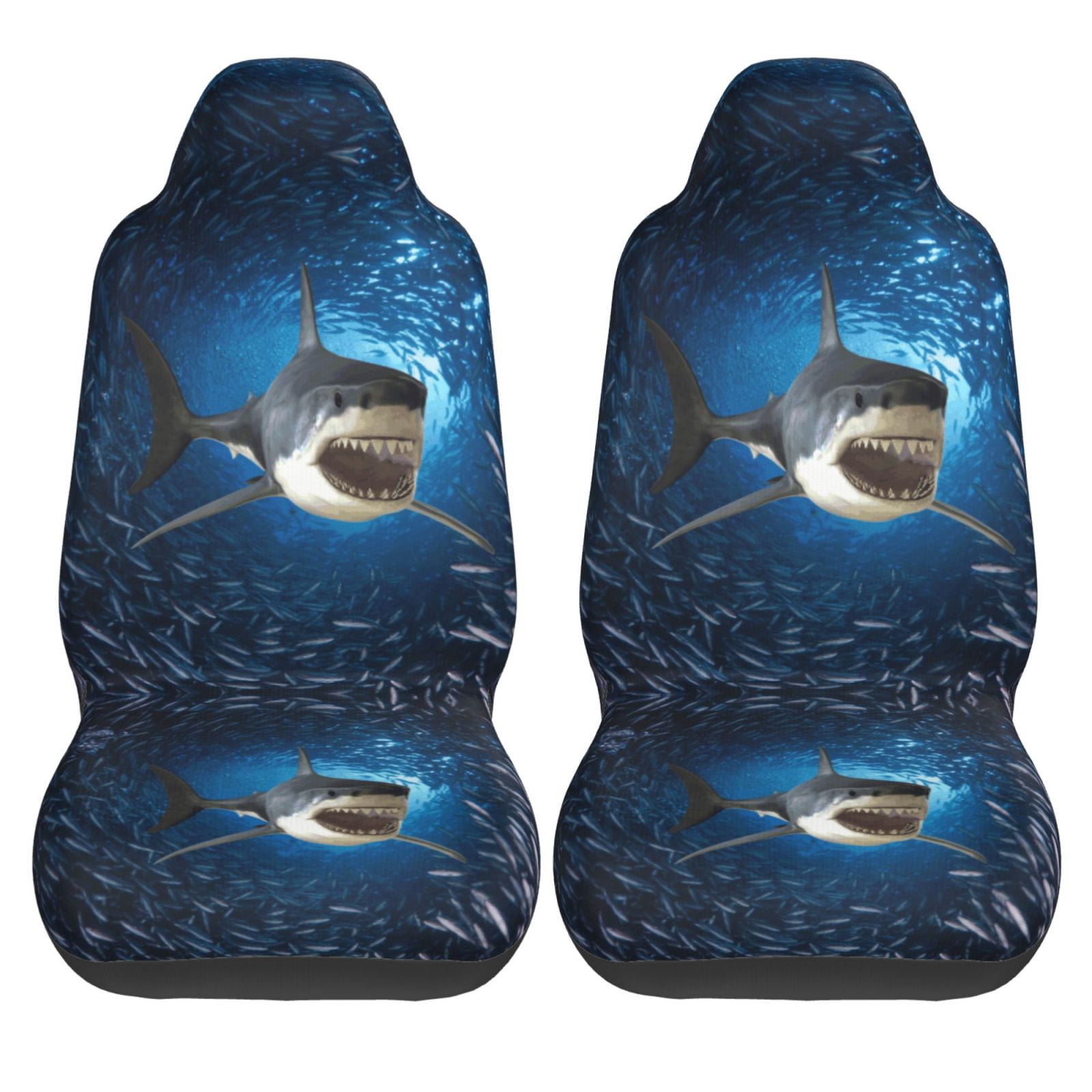 KAKALAD Ocean great white shark mouth 2 Pcs Car Seat Covers Set Vehicle