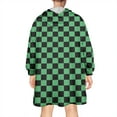 thumbnail image 2 of Green and Black Checkerboard Pattern Wearable Oversized Blanket,Wearable Blanket Hoodie for Adults,Cozy Hooded Blankets with Super Pockets,Super Warm Fuzzy Pullover for Women & Men, 2 of 6