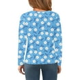 thumbnail image 4 of Abcomgle Kids Long Sleeve Shirt Girls Casual Floral Print Crewneck Shirts for Kids Girls Winter Basic Top for Girls Loose Blouses for Girls 8-9 Years,Light Blue, 4 of 6