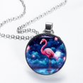 thumbnail image 2 of Flamingo Glass Design Circular Pendant Necklace - Stylish Women's Fashion Jewelry by XYZ Brand, 2 of 5
