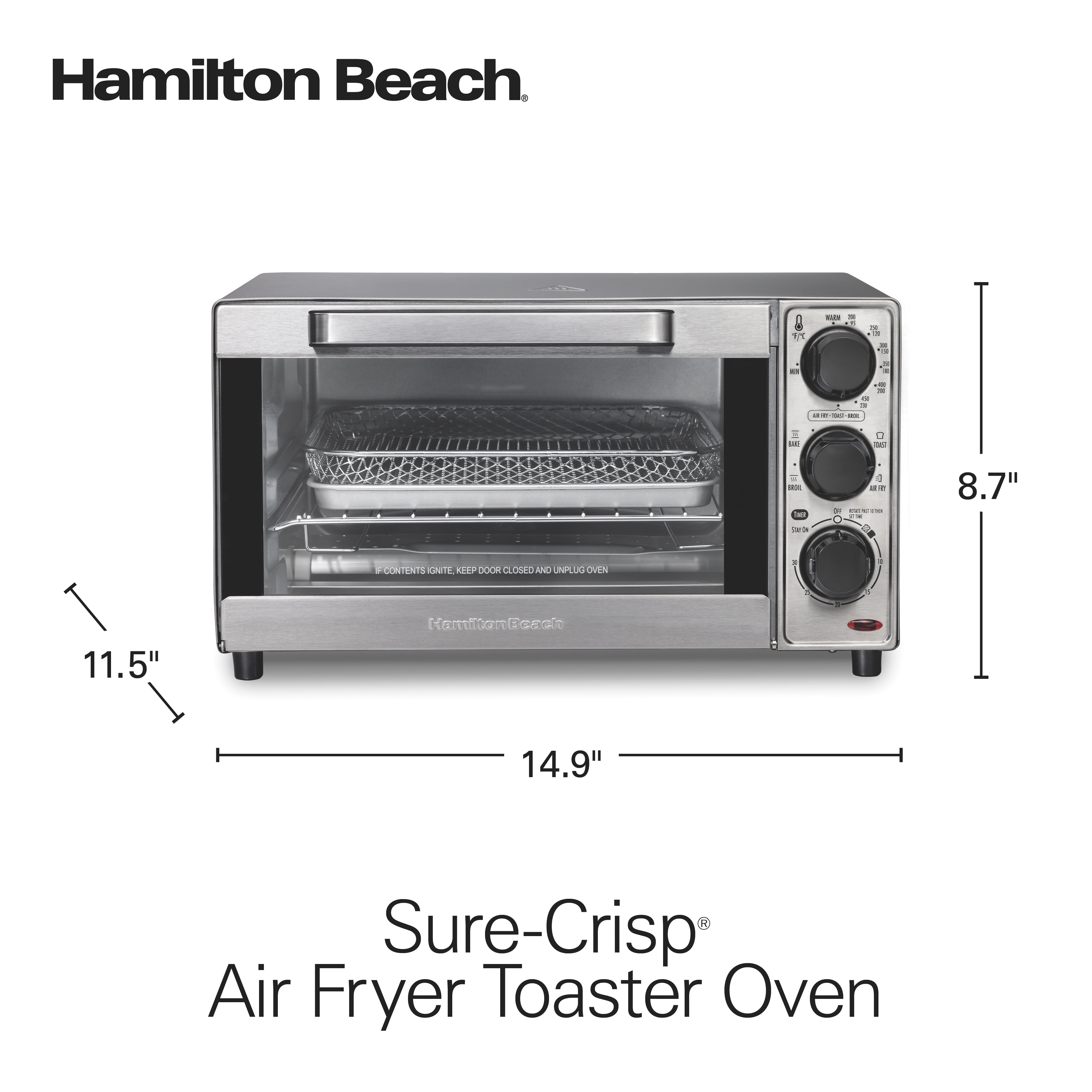  Hamilton Beach Sure-Crisp Toaster Oven Air Fryer Combo, Fits 9”  Pizza, 4 Slice Capacity, Powerful Circulation, Auto Shutoff, Stainless  Steel (31403) : Home & Kitchen