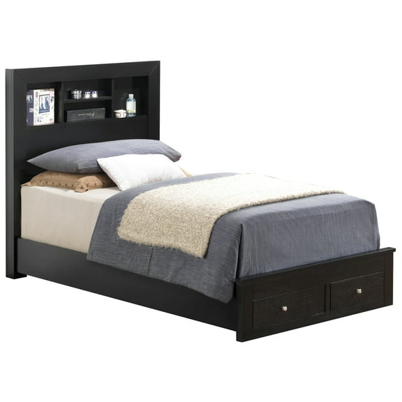 Passion Furniture Burlington Black Twin Storage Platform Bed PF-G2450D-TSB2