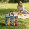 thumbnail image 7 of Quilted Chicken Tote Bag, Colorful Rooster Patchwork Shoulder Bag with 5 Whimsical Farmhouse Bird Prints, Large Fabric Market Tote for Beach Grocery Shopping, Eco Friendly Reusable Handbag for Women, 7 of 7