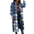 thumbnail image 2 of Women Fashion Plaid Print Outwear Winter Long Sleeve Lapel Long Jacket Trench Coat With Mauve Jacket With Hood, 2 of 5