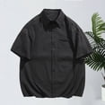 thumbnail image 4 of ZunFeo Mens Seersucker Shirt Textured Short Sleeve Button Down Quick Dry Wrinkle Free Relaxed Fit Casual Summer Tops Black,Size L, 4 of 5