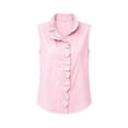 thumbnail image 7 of Feancey Sleeveless Work Shirts for Women Ruffled Trim Stand Collar Summer Tank Tops Lightweight Loose Fit Casual Blouses Dressy Trendy Going Out Tank Top Pink M, 7 of 7