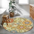thumbnail image 3 of Gray Green Boho Floral Round Area Rug 4Ft Washable Circle Rugs for Bedroom Dining Room, Vintage Abstract Art Ethnic Flowers Non-Slip Carpet Floor Mats Indoor Outdoor Carpet Runner Home Decor, 3 of 8