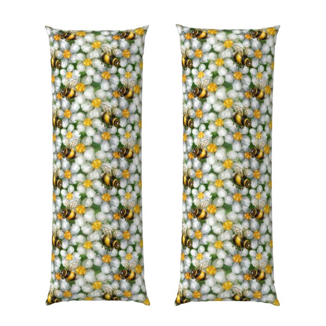 Fotbe Bees and Flower Funda para Almohada Corporal con Diseño, Funda de Microfibra Ultrasuave de 20x54 Pulgadas, Ropa de Cama Elegante