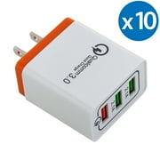 3-Port Quick Charge USB Wall Charger, FREEDOMTECH QC 3.0 USB Wall Charger Fast Qualcomm for iPhone X 8 Plus Samsung Galaxy Note 8, S8, S8 Plus, S7 S6 Edge+, Note 5/4/3, LG G5, G6 V20 Nexus 6, HTC 10