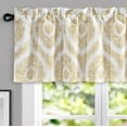 thumbnail image 2 of DriftAway Rory Valance for Kitchen Damask Medallion Print Rod Pocket Short Topper Curtain 18 inch Window Treatment for Home Decor Bedroom 52Wx18L Tan White Valance for Windows 1 Pack, 2 of 8