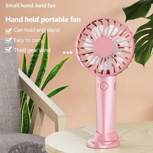 Mini ventilador portátil de mano con carga USB Ventiladores potentes de refrigeración por aire (rosa) Likrtyny Para Estrenar