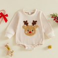 thumbnail image 2 of AWZXDE Baby Christmas Outfit Girls Waffle Knit Bodysuit Long Sleeve Reindeer Applique Romper for Holiday Family Photo and Christmas Party, 2 of 5
