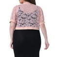 thumbnail image 4 of DARING DIVA Women's Plus Cropped Cardigans Floral Lace Bolero Shrugs 2X Pink, 4 of 6