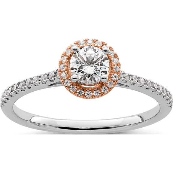 10K Two-Tone Eternal Promise Lab Grown Diamond Halo Complete Ring (Size 7) Made In India rm6041e-033-c0wrlg