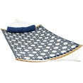 thumbnail image 3 of Sunnydaze 2-Person Quilted Polyester Spreader Bar Hammock with Stand, 350 lb Capacity - Gray/Blue, 3 of 6