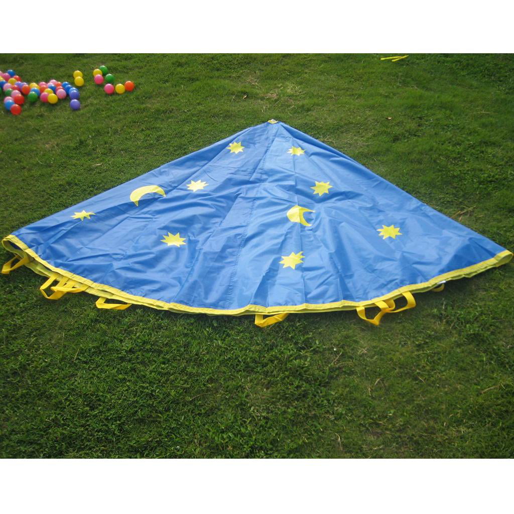 300cm Moons & Stars Kids Play Parachute w/ 8 Haddles Outdoor Game Sports Toy 