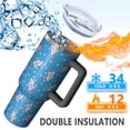thumbnail image 5 of 40oz Pioneer Flower Floral Print Pattern Insulated Tumbler with Handle, BPA-Free Leak Proof Lid and Straws, Double Wall Vacuum, Hot 12h/Cold 34h, 5 of 6