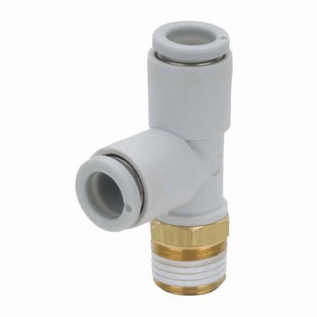 Push-Fit Tee Fitting, MBSPT x Push-to-Connect x Push-to-Connect, 6mm Tube OD, 1/8 in Pipe Size