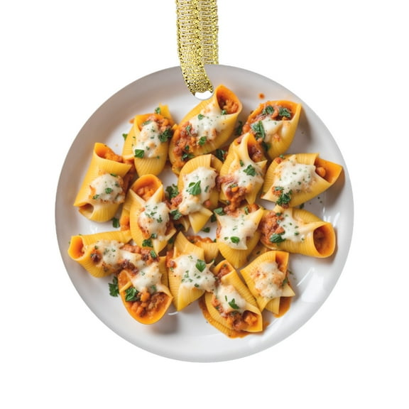 Stuffed Pasta Shells with Butternut Squash Bake Comfort Food Lovers Foodie Novelty Holiday Christmas Ornament Xmas Tree Gift (Flat Design Printed on Ceramic, NOT 3D)