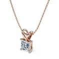 thumbnail image 4 of JeenMata Beautiful 1 Carat Princess Cut Moissanite Pendant Necklace In 18K Rose Gold Plating Over Silver, 4 of 5