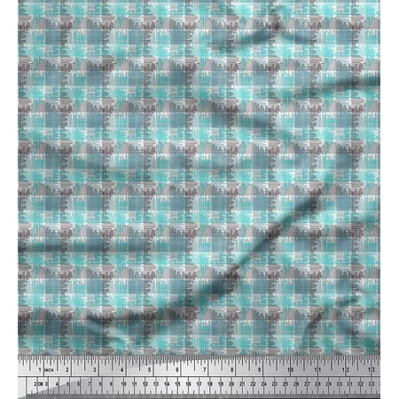 Soimoi Poly Georgette Fabric Musical Sound Wave Lines Shirting Print Fabric by The Yard 42 Inch Wide