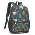 thumbnail image 2 of Basketball and Whistle Teal Pattern 17" School Backpacks for Teens,Waterproof Oxford Fabric,S-Shape Padded Straps for School,Travel,Hiking,Camping, 2 of 6