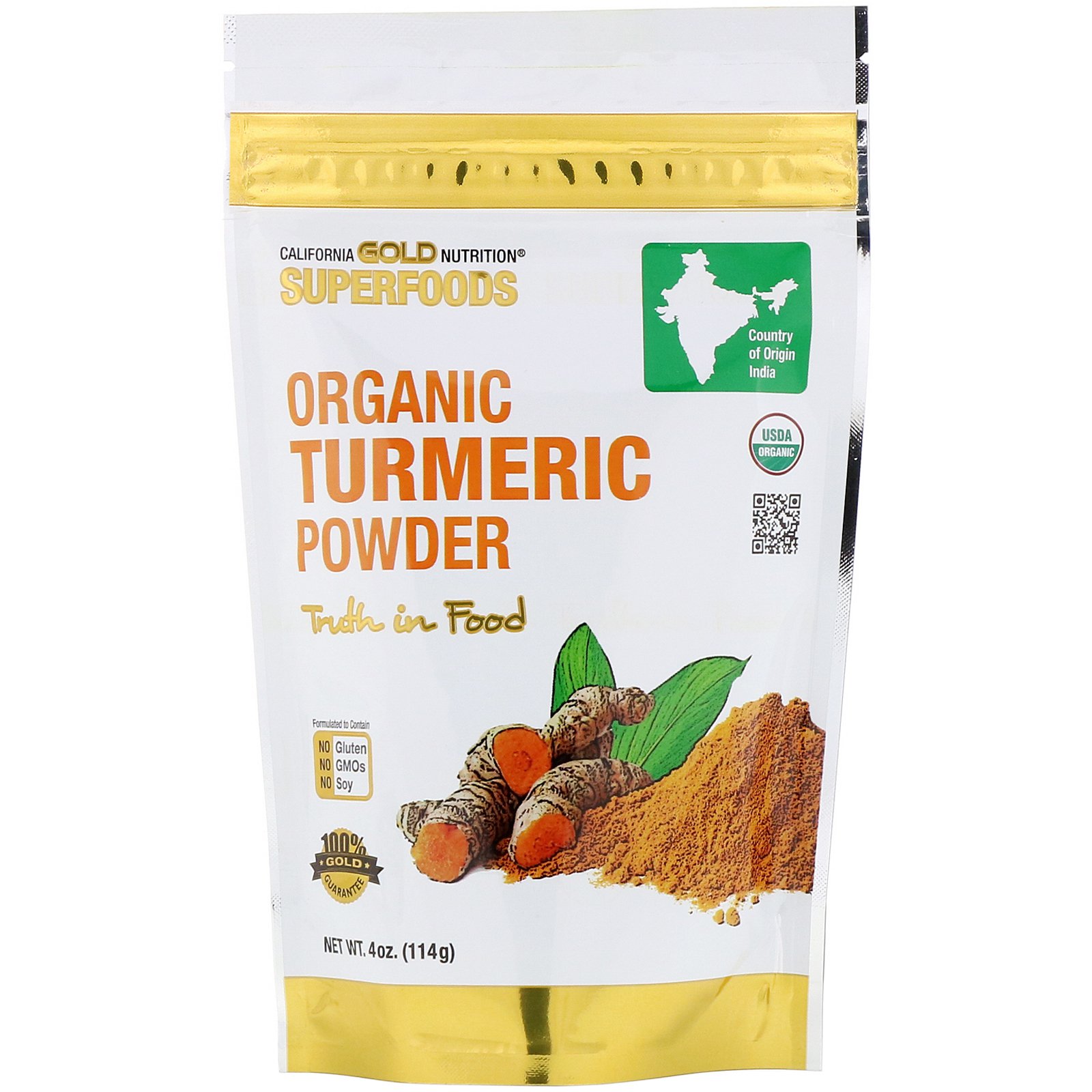 California Gold Nutrition Superfoods, Organic Turmeric Powder, 4 oz