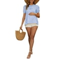 thumbnail image 2 of INSPIRE CHIC Women's Cute Striped Maternity Top 100% Cotton Bow Candy Color Lace-up Babydoll Blouse for Pregnancy M Blue, 2 of 6